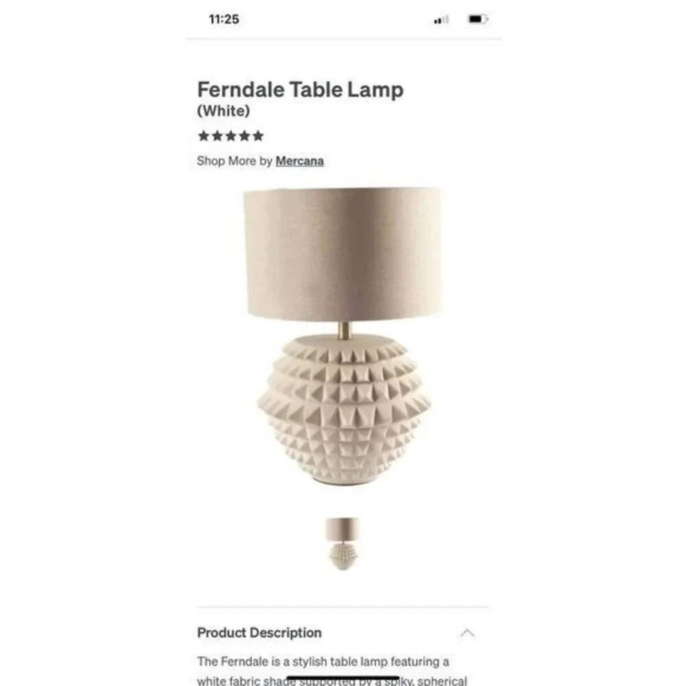 Mercana Ferndale Table Lamp White Item 65524, Discontinued‎ New In Box